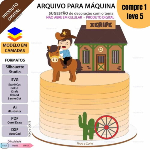 Arquivo de Corte Xerife Menino Topo de Bolo -1433