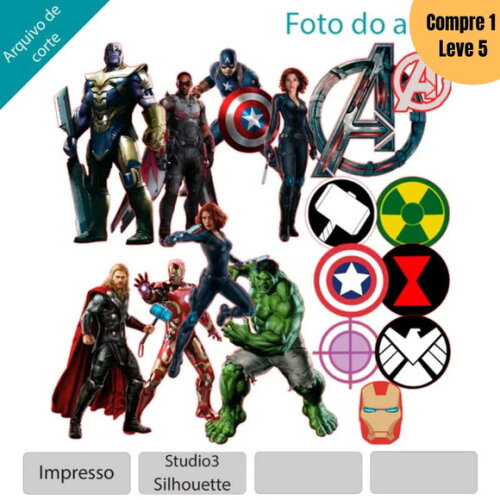 Arquivo de Corte Vingadores Topo de Bolo -1140