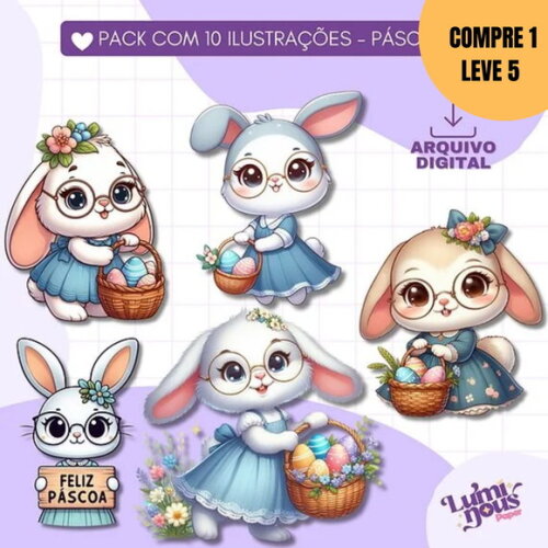 Arquivo Digital 10 Ilustrações de Coelha Fofinha -2496