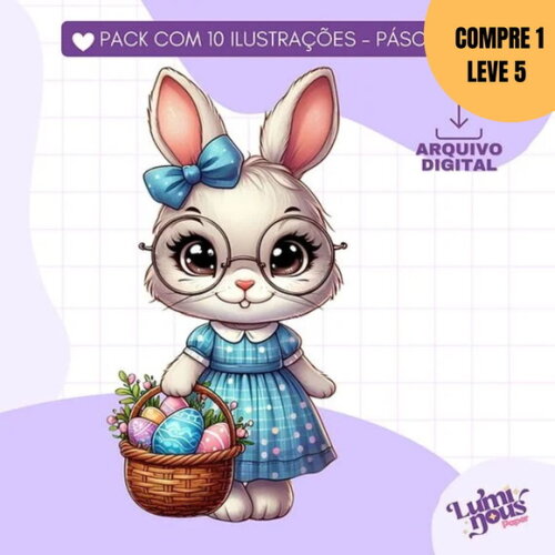Arquivo Digital 10 Ilustrações de Coelha Fofinha -2496
