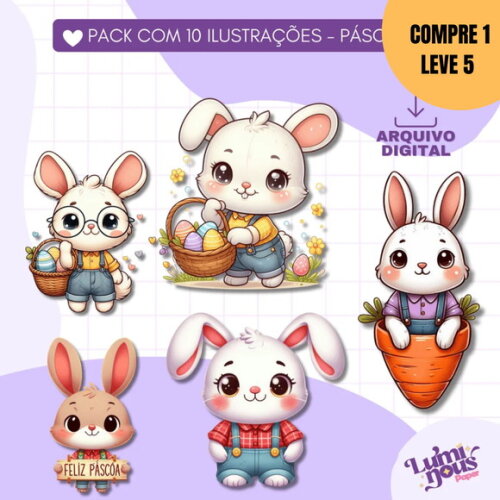 Arquivo Digital 10 Ilustrações Fofinhas de Páscoa -2498
