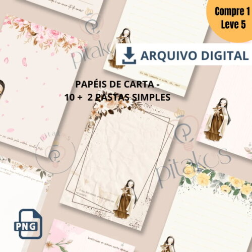 Arquivo Digital 10 Papéis de Carta Santa Teresinha -1153