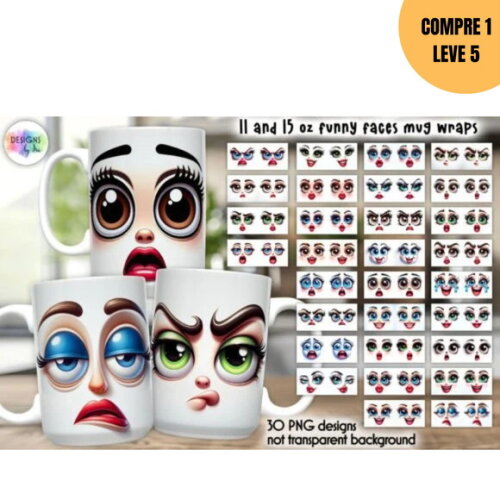 Arquivo Digital 3d Cara Engraçada Artes para Canecas -2534