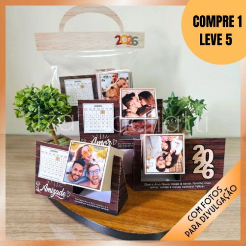 Arquivo Digital 4 Porta Fotos Cubos com Calendário -5598