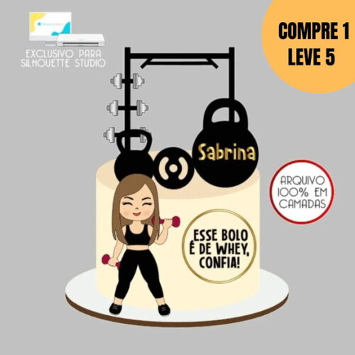 Arquivo Digital Academia Fitness Mulher Topo de Bolo -5347