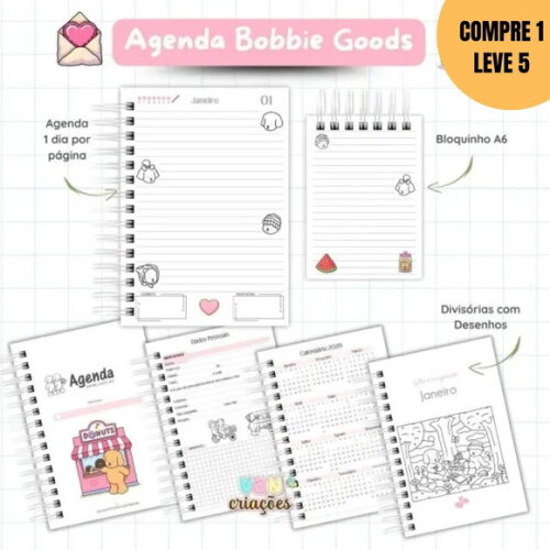Arquivo Digital Agenda 2026 Datada e Permanente Bobbie Goods