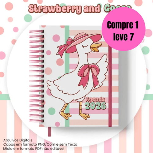 Arquivo Digital Agenda A5 Strawberry And Goose -6460