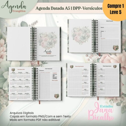 Arquivo Digital Agenda Datada A5 1dpp Floral -682
