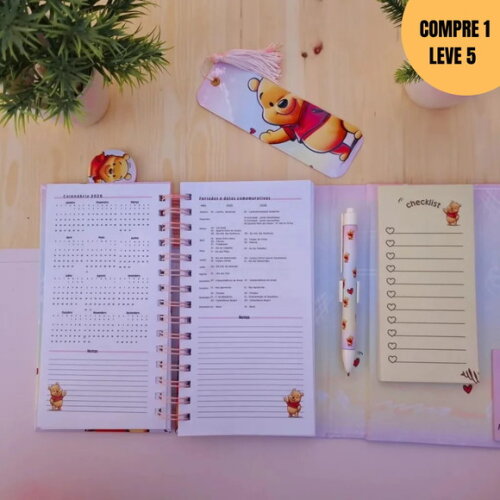 Arquivo Digital Agenda e Caderno Slim Surpresa Pooh -3526