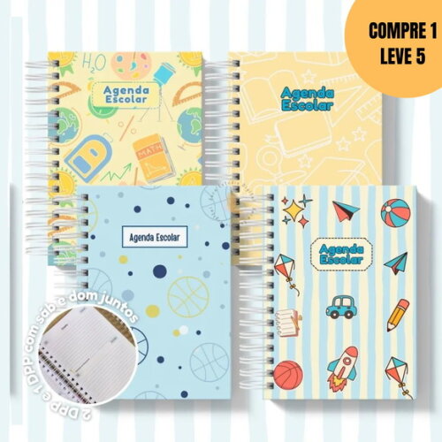 Arquivo Digital Agenda Escolar 2026 Azul e Amarelo A5 -5923