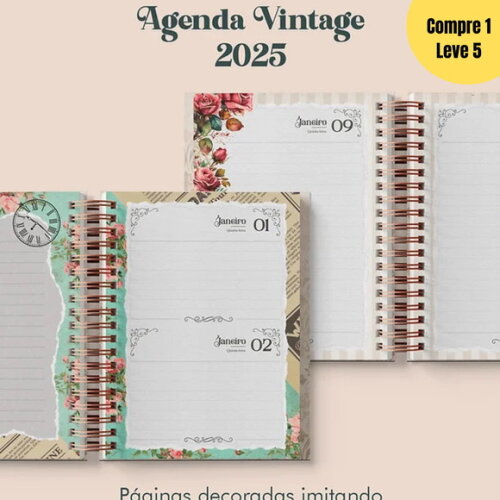 Arquivo Digital Agenda Vintage e sem Data 2025 -514