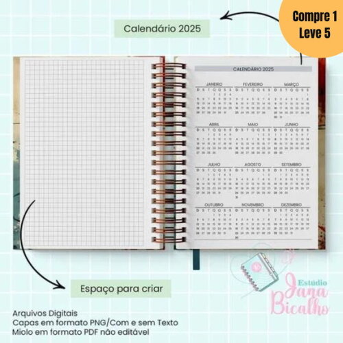 Arquivo Digital Agendas Datada A5 2025 Masculina -678