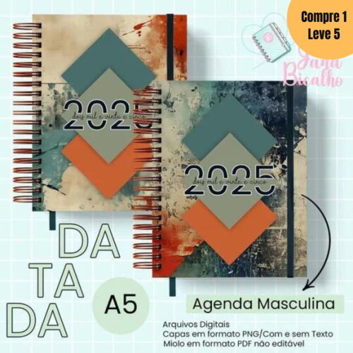 Arquivo Digital Agendas Datada A5 2025 Masculina -678