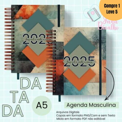 Arquivo Digital Agendas Datada A5 2025 Masculina -678