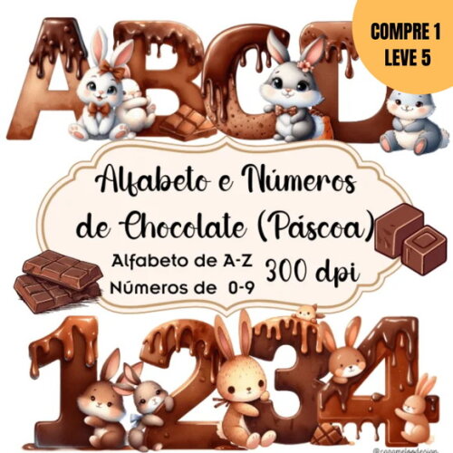 Arquivo Digital Alfabeto de Chocolate Kit Digital -2117