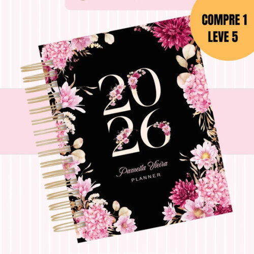 Arquivo Digital Alfabeto Floral Preta Agendas -5007