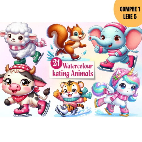 Arquivo Digital Animais Baby Patinando Kit Digital -4213