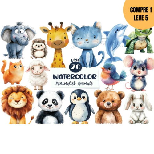 Arquivo Digital Animais Minimalistas Kit Digital -4246