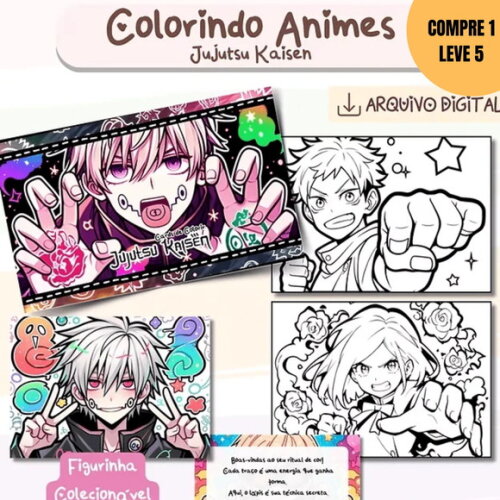 Arquivo Digital Animes Livro de Colorir + Cards -3651