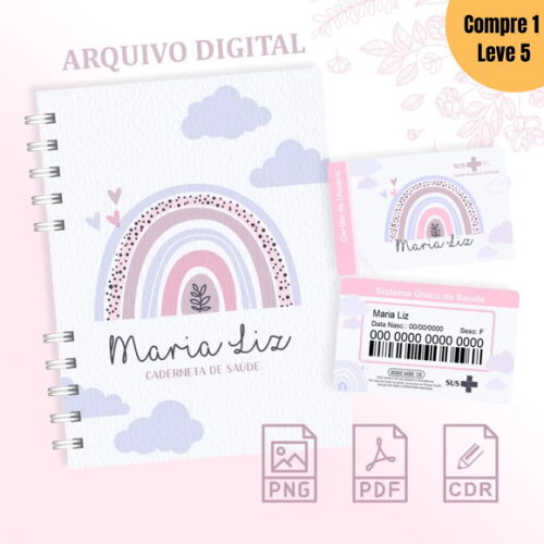 Arquivo Digital Arco Íris Kit Caderneta de Saúde -1164