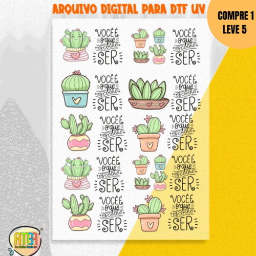 Arquivo Digital Artes Cactos para Dtf Uv -3380