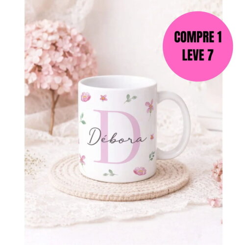 Arquivo Digital Artes Canecas Alfabeto Floral M1 -6386