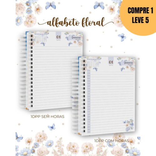 Arquivo Digital Azul Alfabeto Floral 2026 -6280