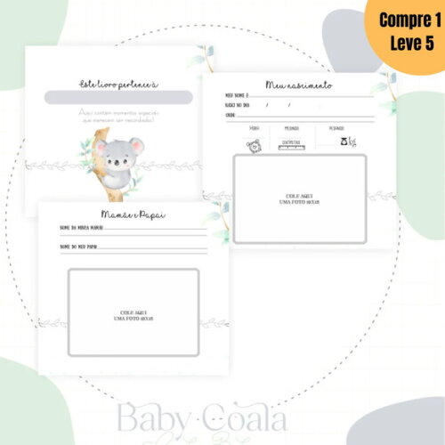 Arquivo Digital Baby Coala Menina Livro do Bebê -1298
