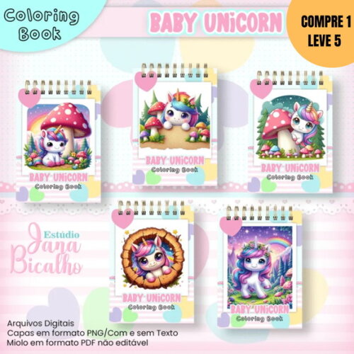 Arquivo Digital Baby Unicorn Livros de Colorir -3277