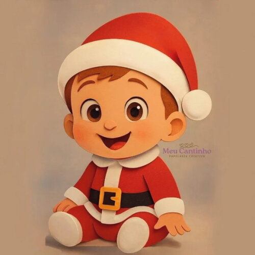 Arquivo Digital Bebê com Roupa de Papai Noel Topo -5863