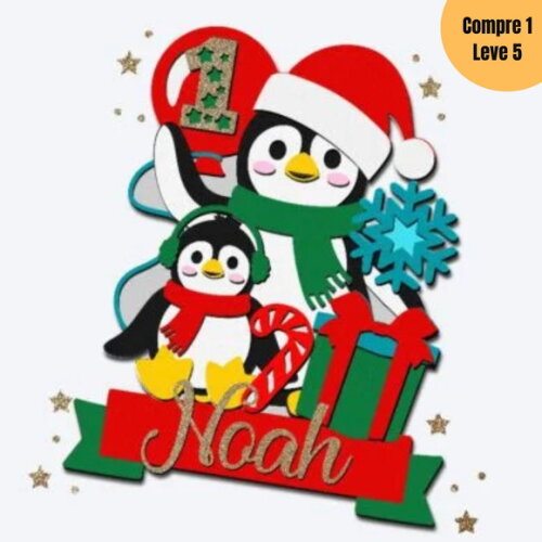 Arquivo Digital Bebê Pinguim de Natal Topo de Bolo - 716