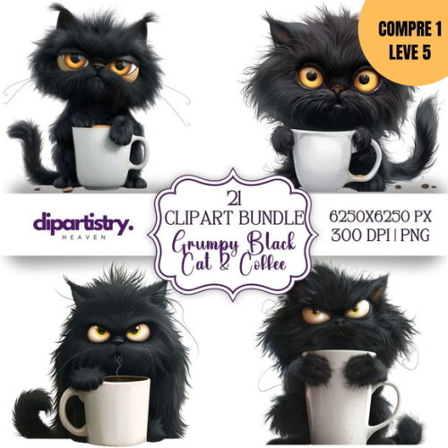Arquivo Digital Black Grumpy Cat Kit Digital -4155