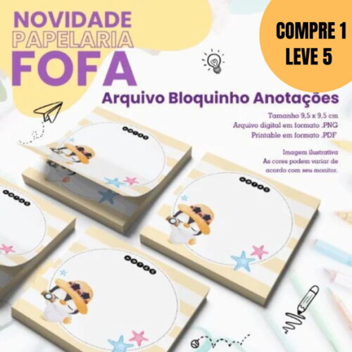 Arquivo Digital Bloquinho 95x95mm Pinguim -5535