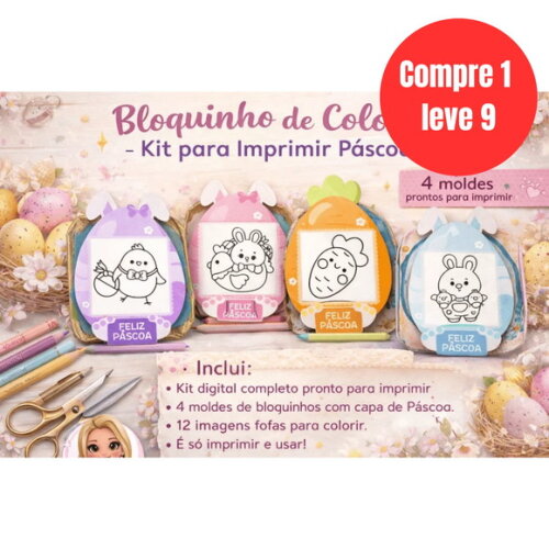 Arquivo Digital Bloquinho de Colorir Kit Páscoa -6706