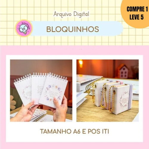 Arquivo Digital Bloquinhos A6 Post It Floral -3038