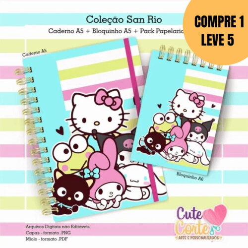 Arquivo Digital Bloquinho San Rio Caderno A5+bloquinho -5539