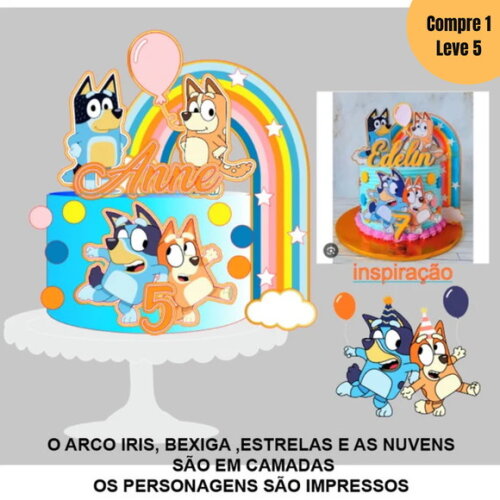 Arquivo Digital Bluey e Bingo Topo de Bolo - 724