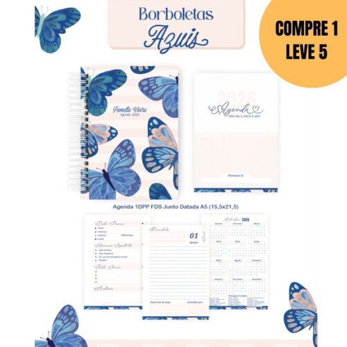Arquivo Digital Borboletas Azuis Agendas e Planners -5782