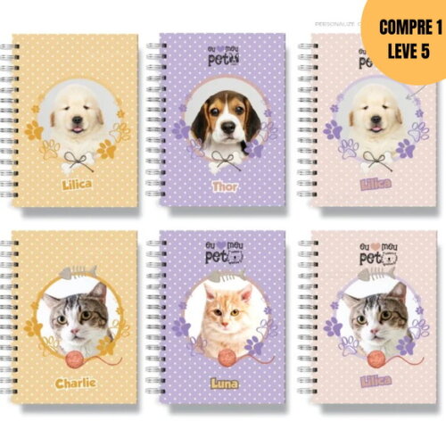 Arquivo Digital Cadernetas Pets Cachorro e Gato -3415