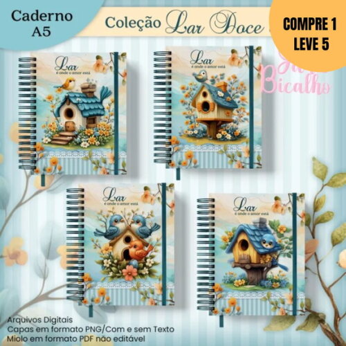 Arquivo Digital Caderno A5 Coleção Lar Doce Lar -1909