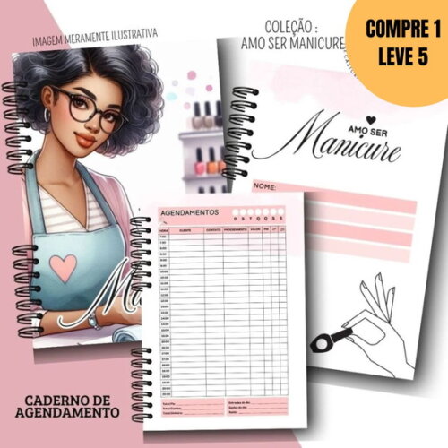 Arquivo Digital Caderno de Agendamentos Manicure -5716