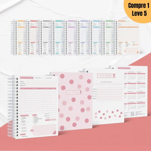 Arquivo Digital Caderno de Pedidos Minimalista 10 Cores -822