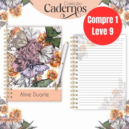 Arquivo Digital Caderno Floral Borboleta -6944
