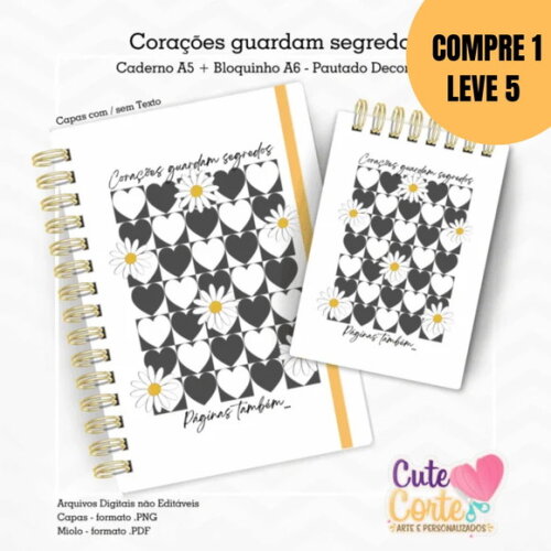 Arquivo Digital Caderno Pautado A5 + Bloquinho A6 -5374