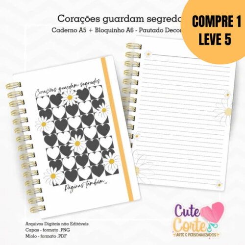 Arquivo Digital Caderno Pautado A5 + Bloquinho A6 -5374