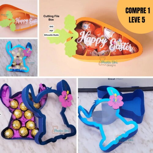 Arquivo Digital Caixa para Doces Cenoura e Stitch -2500