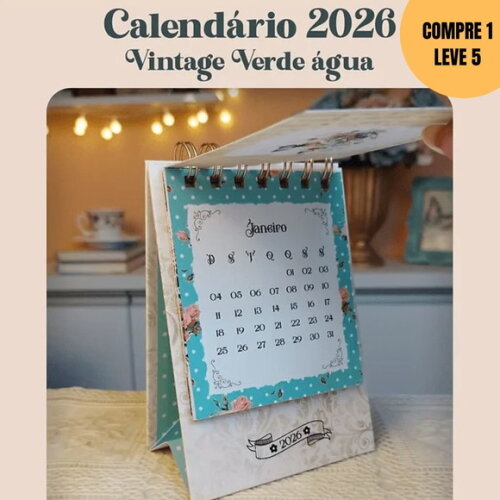 Arquivo Digital Calendário 2026 Vintage Verde Água -4473