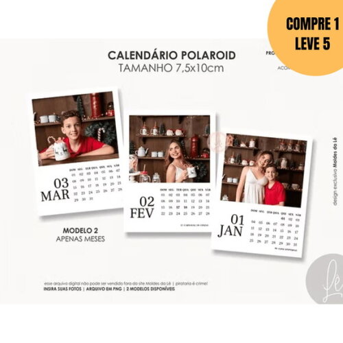 Arquivo Digital Calendário Polaroid 2026 -6024