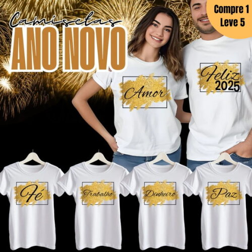 Arquivo Digital Camiseta de Ano Novo Glitter -805