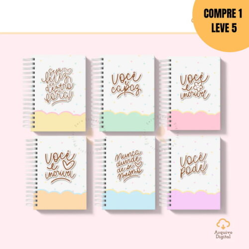 Arquivo Digital Capas Fofas Motivacionais A5 e A6 -2399